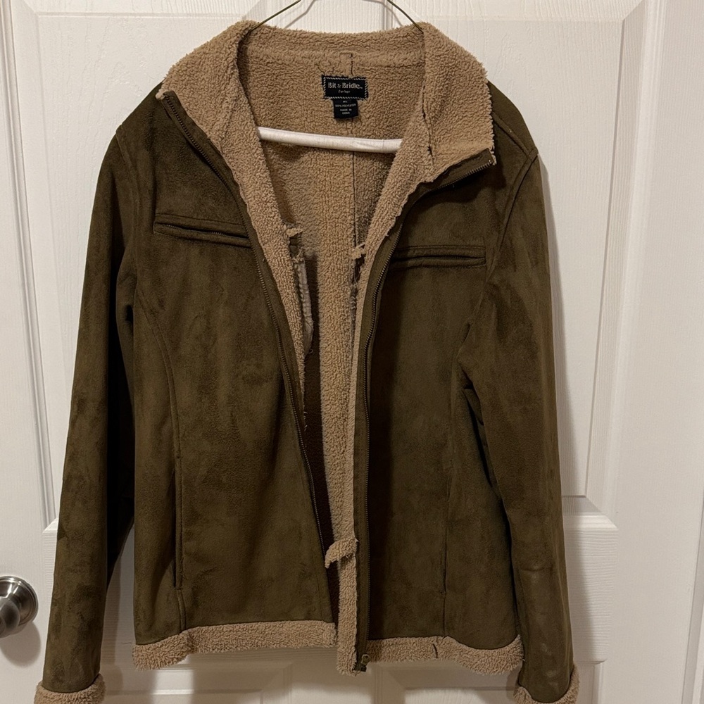 Bit & Bridle Olive Utility Jacket with Cozy Tan Lining
